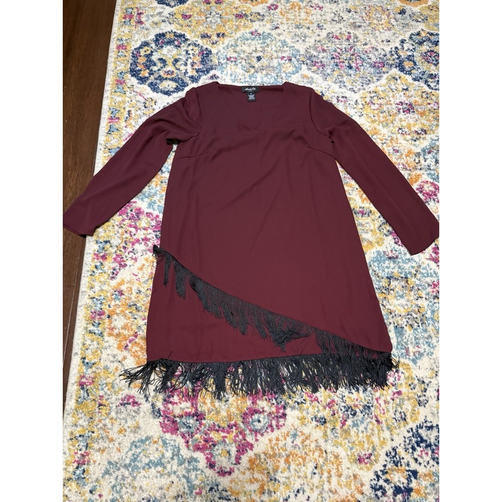 Anna Cai Maroon Fringe Dress Size Medium. Perfect For The Holidays And Christmas